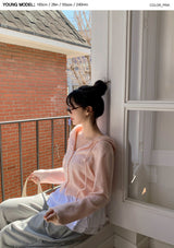 #Wish Eyelet Hood Wave Knit Cardigan (3color)