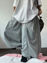 コリアン/ストリング 🤍 フォーマルカーブフロントプレートコットンストリングバルーンパンツ 🤍🩶🤎🖤 - 5 カラーズ