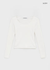 [B-BASIC] Tension Standard Slim U-Neck Long Sleeve Tee (2 SIZE)