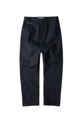Natural High Waist Baggy Fit Selvedge Denim Pants(Navy)