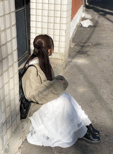 Pebble Tiered Frill Lace Tulle Long Skirt