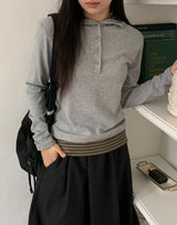 Kahome Peach Fuzz Stripe Layered Hoodie