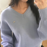 ポリルペンダントルーズフィット Vネック ニットウェア