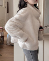 High neck fur jacket