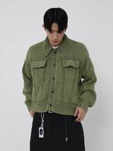 Washing trucker cardigan 2color