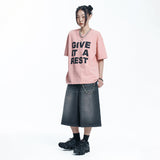 Star 8-part denim bermuda pants - BLACK