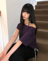 デキル オフショルダー 半袖Tシャツ