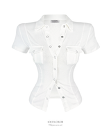 [MADE] VIVIEN SNAP POCKET SHIRT (4color)