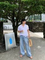 ルックトラビスソフトスラブヘンリーネック半袖Tシャツ
