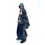 RELABEL (DIGGER SLITS) ダブルレイヤー チェックドメッシュ フェイクツーピース フーディ