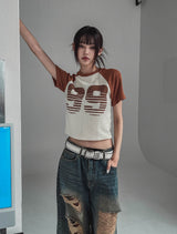 99 Raglan Cropped Knitwear Short-Sleeved