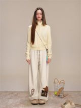Paisley Artwork Embroidered Jogger Wide Pants
