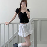 ミニ レース ブラウス (BLACK)