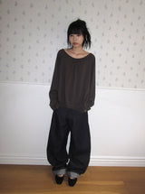 Creamb Cut Pintuck Denim Wide Pants