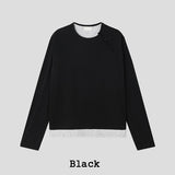 Notch diagonal button layered long sleeve