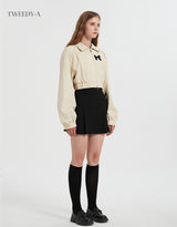 Fuppy Ribbon Detail Two-Way Leather Jacket 2 Color