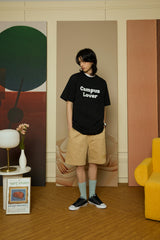 エンボスキャンパスラバーブラックショートスリーブTシャツ [Unisex]