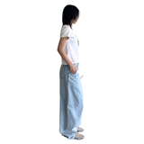 Tiberinus - バギーフローウィジーンズ - スラウチーレッグジーンズ - Sky Blue - Cotton Denim