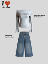 Fine Bermuda Capri Denim Pants
