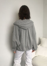 SHIRRING HOOD ZIP-UP 