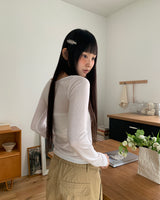 ニニレタリングシースルー長袖Tシャツ