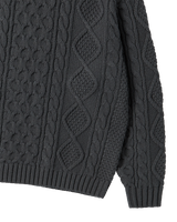 25FW LOW GAUGE CABLE KNIT HOODIE CHARCOAL