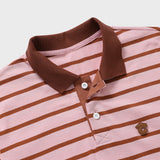 Brown Leather Academic Cap C Patch Pink Stripe Polo Short Sleeve Tee [Unisex]