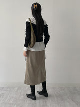 Corduroy pleated banding skirt