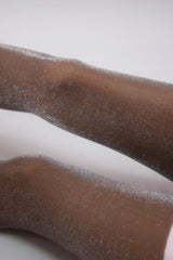brown shiny tights