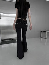 studded mid-rise bootcut denim