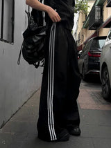 Metallic Track Wide Nylon Trousers