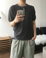 トーナルレイヤードヘンリーネックニット