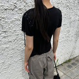 シースルースリムラインTシャツ ブラック