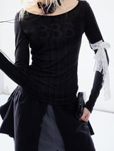 Emoha Angel Redemption 333 Asian Printed Tencel マイクロトランスパーレントロングスリーブTシャツ