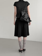 Cotton Gored Flare Midi Skirt