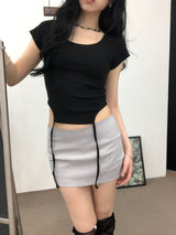 ピンタックミニサテンスカート