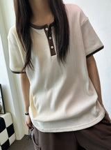 クロワ ワッフル ヘンリー オーバーサイズ Tシャツ 5カラー