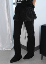 HIP SHIRRING BOOTS CUT PANTS