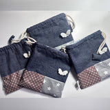 Denim patch angel pouch