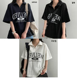 Chiben セミジップアップ半袖Tシャツ