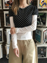 ホリードット フリース レイヤード 半袖Tシャツ（2色）