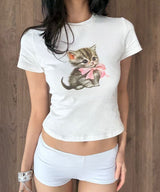 EatmePlz CatbabyT サマーコットンカジュアルTシャツ