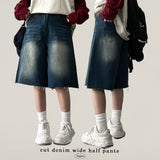 Eve Cutting Washing Denim Bermuda Shorts