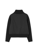リブ ハイ ネック ジャケット ブラック