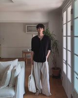 Bonnell Crinkle Stripe Wide Pants