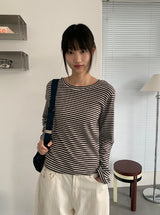 キンバーボーダーラウンド長袖Tシャツ