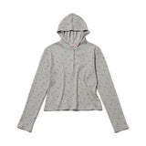 FLOWER WAFFLE BUTTON HOODIE - GRAY