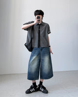 オファーストライプクロップドシャツ