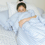 Dust-Free Gingham Check Frill Duvet Cover - SS size