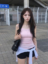 26SS★ [MADE/Knit + Sleeveless Set] レチロールアップシースルーニットノースリーブセット